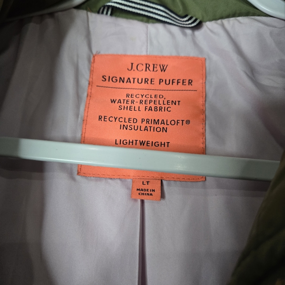 J. Crew Olive Green Quilted Puffer Coat - Picture 6 of 8